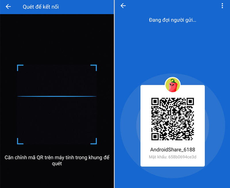 Gửi ảnh bằng cách quét mã trên ứng dụng Shareit